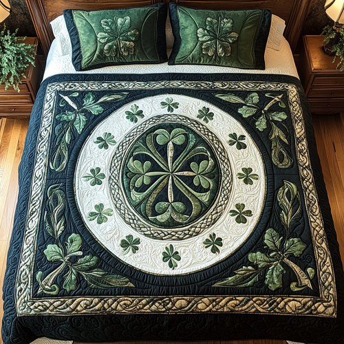 Celtic Shamrock Dreams 3-Piece Quilted Bedding Set