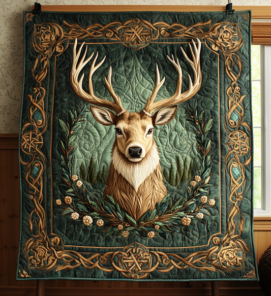 Celtic Stag Quilted Blanket