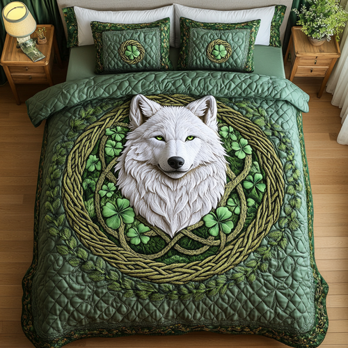 Celtic Wolf 3-Piece Quilted Bedding Set
