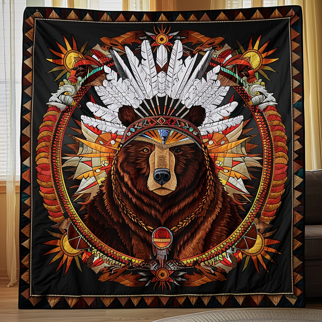 Ceremonial Bear Strength Quilted Blanket
