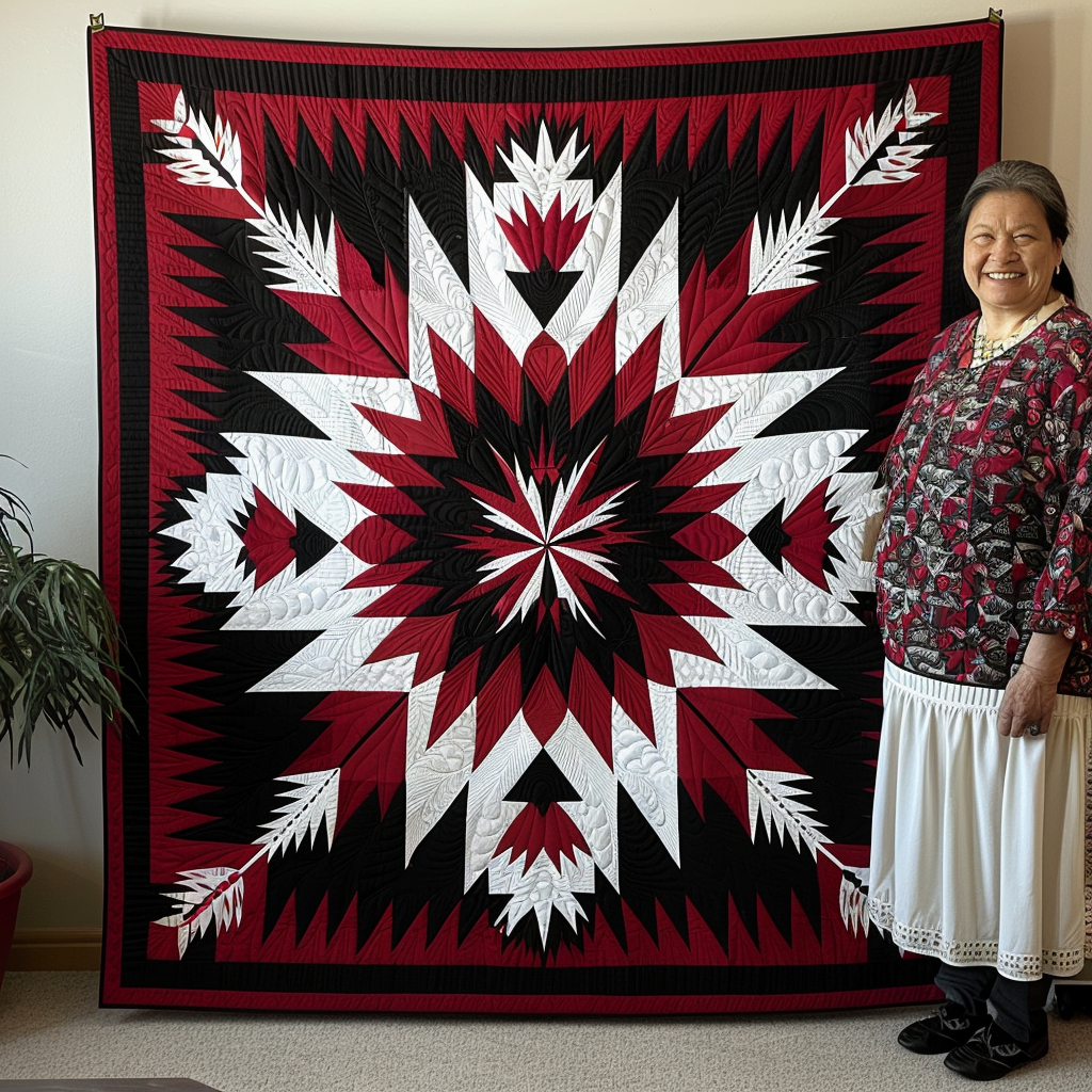 Ceremonial Feather Quilted Blanket