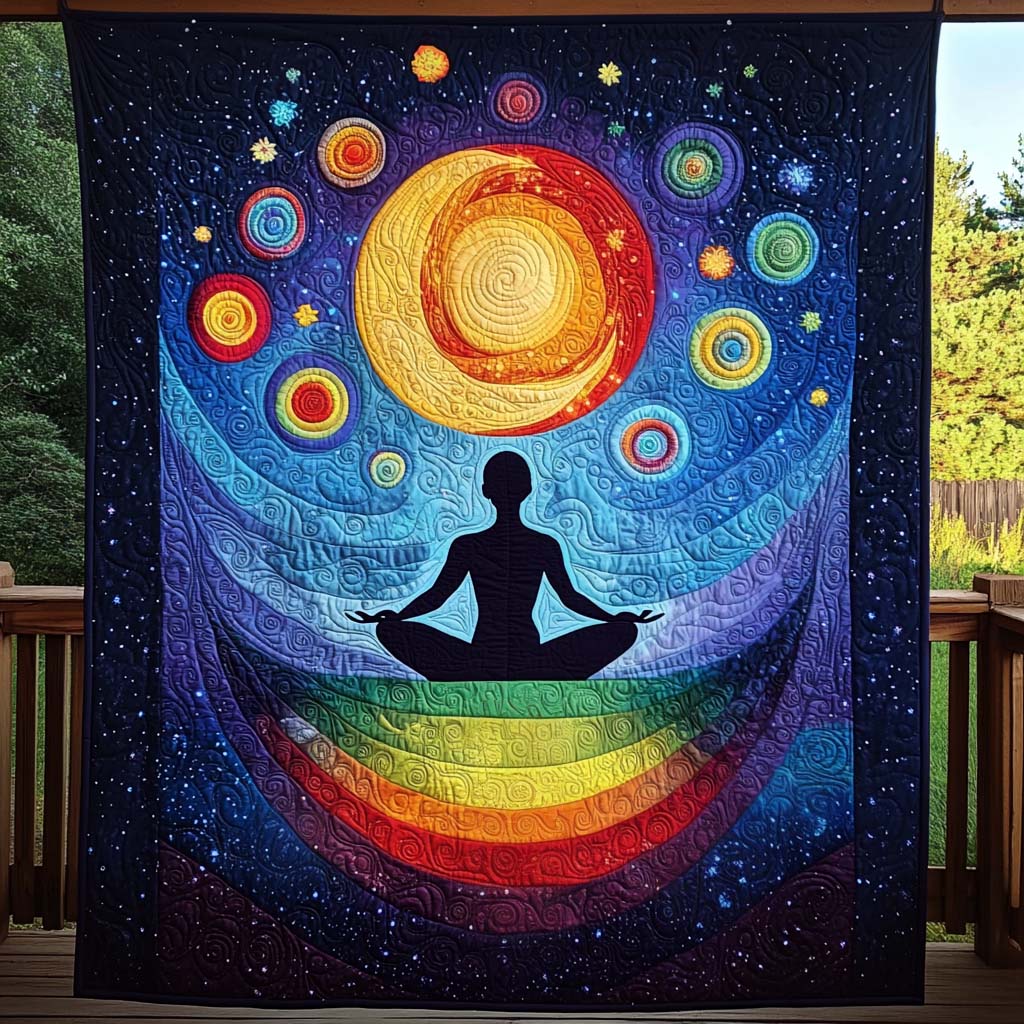 Chakra Harmony Quilted Blanket