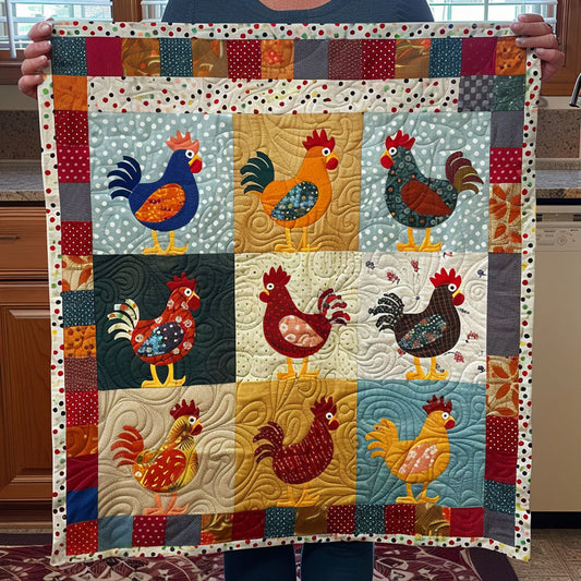 Charming Chicken Dots Quilted Blanket