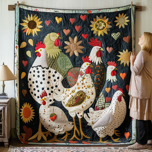 Charming Chickens Quilted Blanket