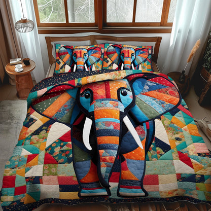 Charming Elephant 3-Piece Quilted Bedding Set