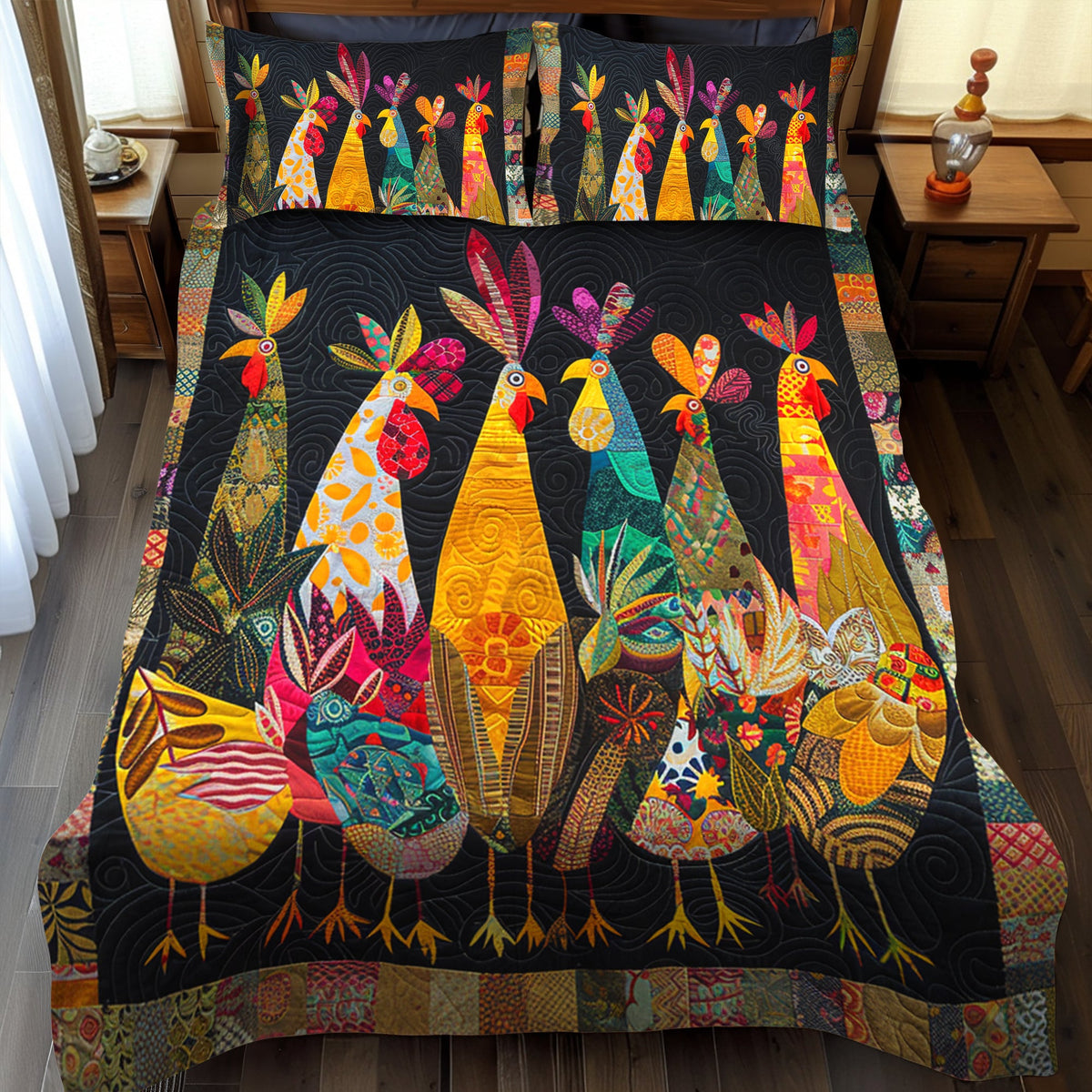 Chicken Quilted Bedding Set