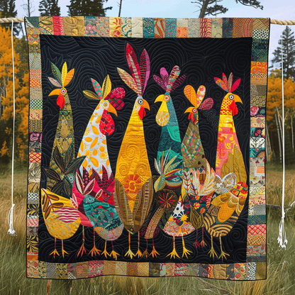 Charming Rooster Quilted Blanket