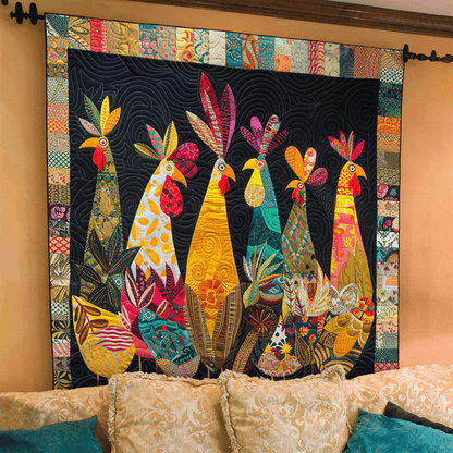 Charming Rooster Quilted Blanket