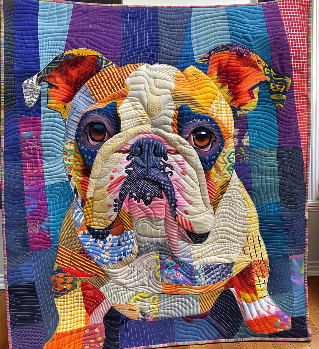 Charming Bulldog Dreams Quilted Blanket