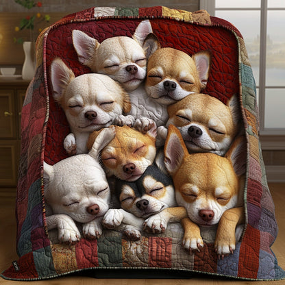Charming Chihuahuas Quilted Blanket