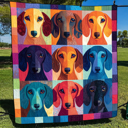 Charming Dachshund Quilted Blanket