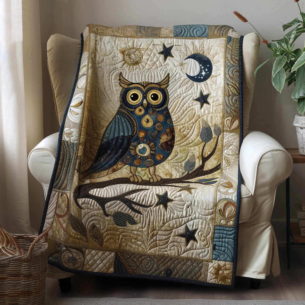 Charming Owl Quilted Blanket