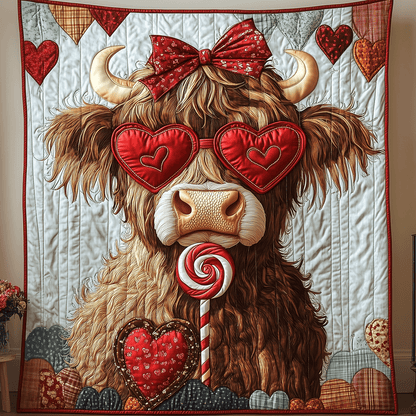 Cheeky Highland Cow Quilted Blanket