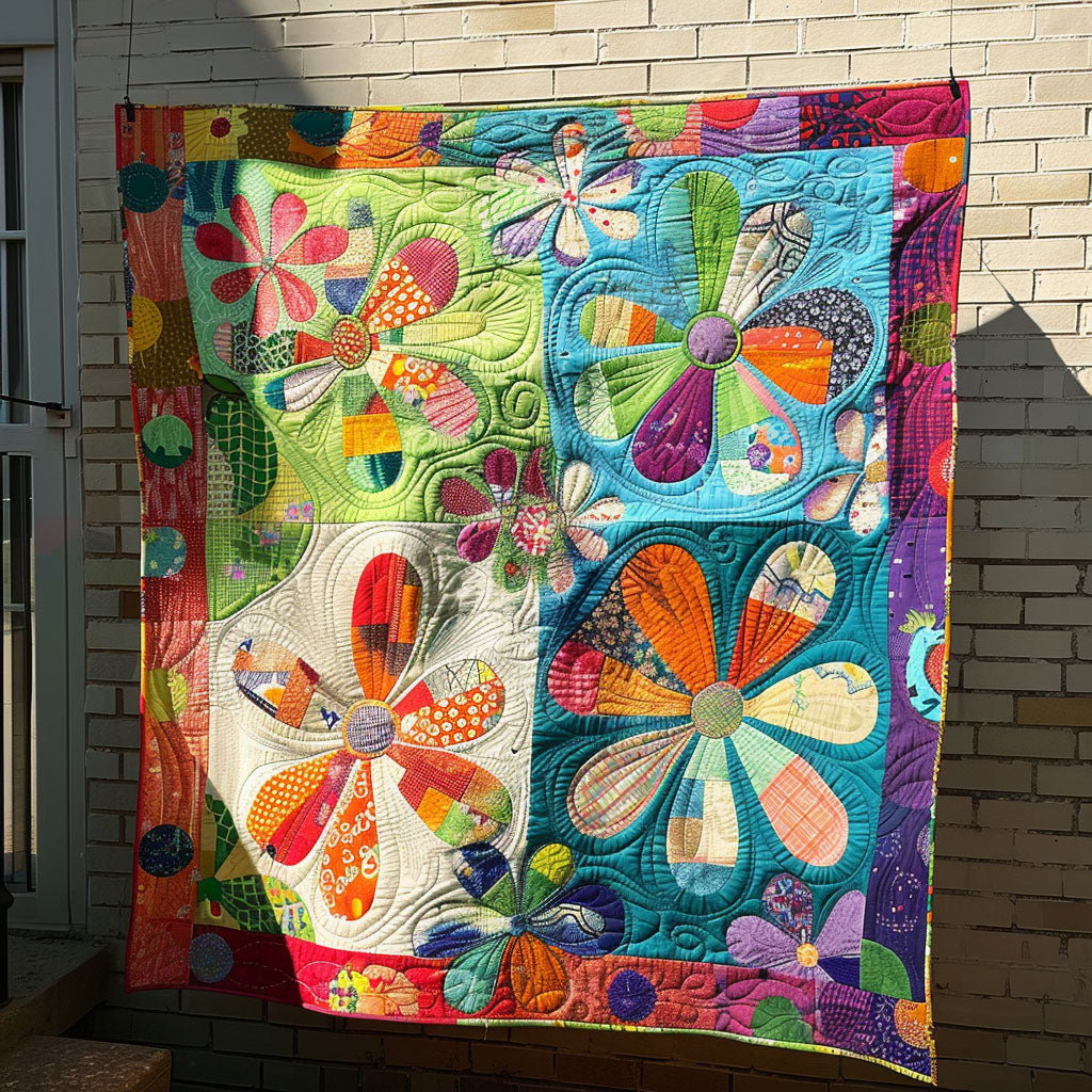 Cheerful Blooms Quilted Blanket