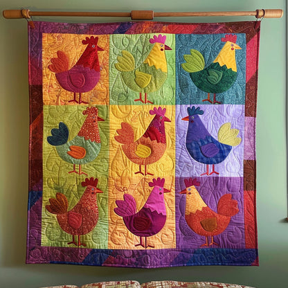 Cheerful Chickens Quilted Blanket