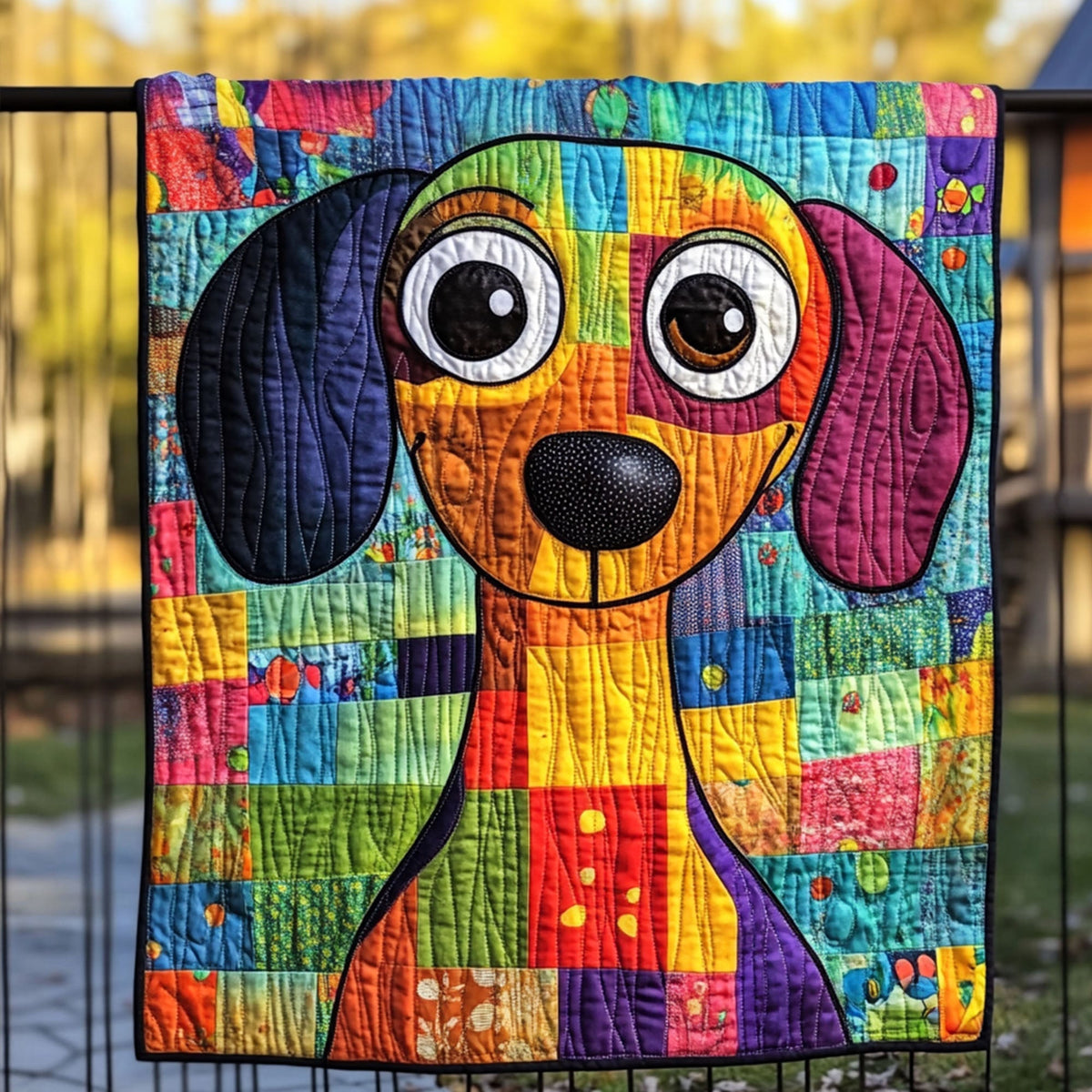 Cheerful Canine Quilted Blanket