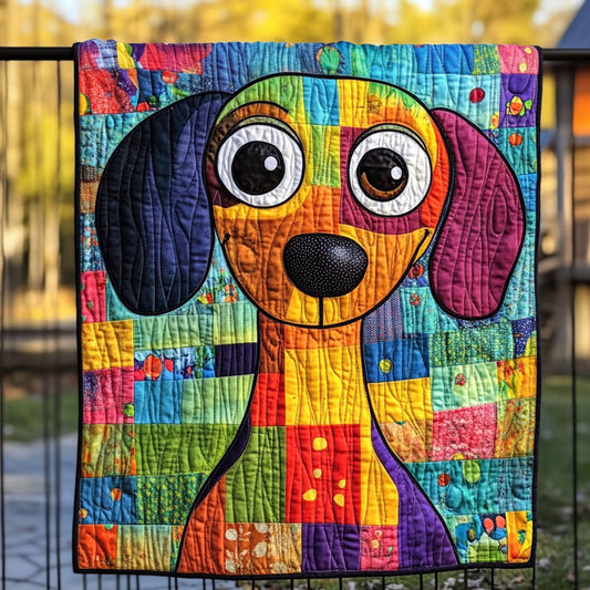 Cheerful Canine Quilted Blanket