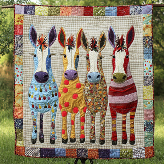 Cheerful Colts Quilted Blanket