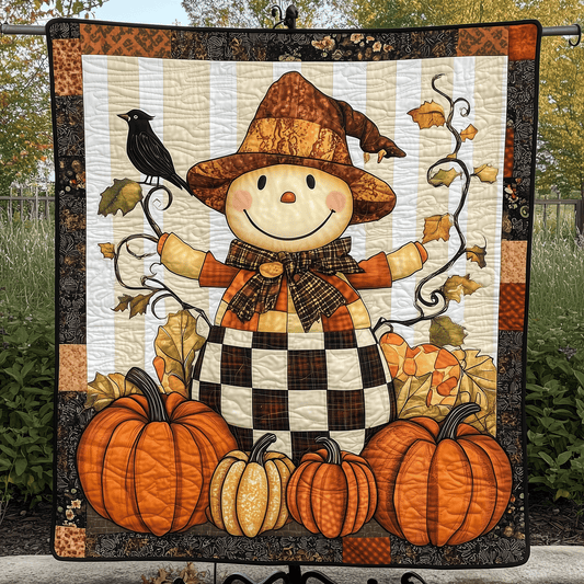 Cheerful Scarecrow Quilted Blanket