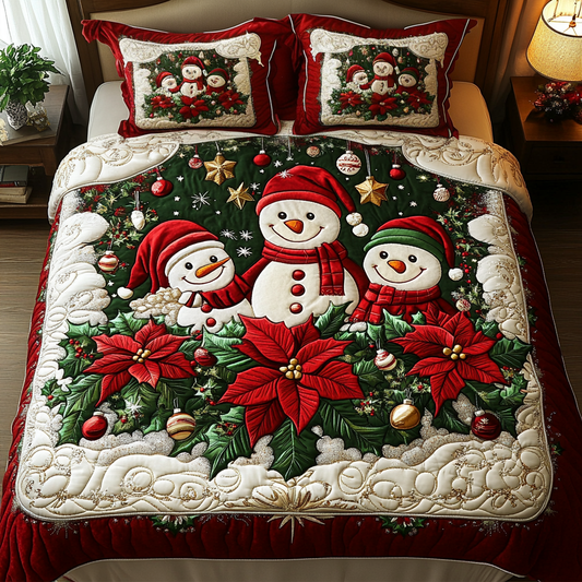 Cheerful Snow 3-Piece Quilted Bedding Set