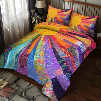 Cheerful Sunshine 3-Piece Quilted Bedding Set