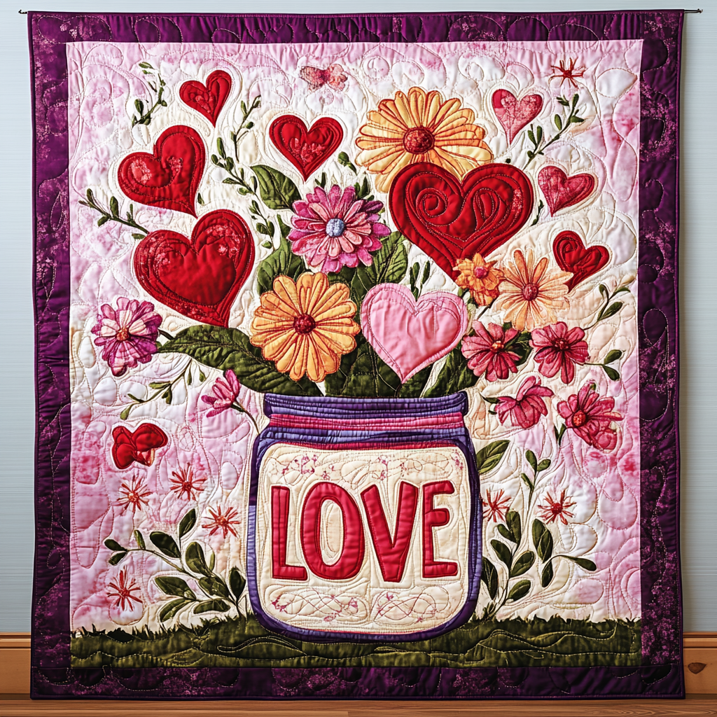 Cherished Hearts Quilted Blanket