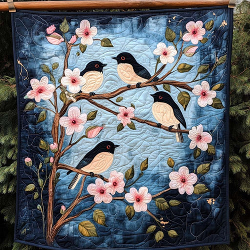 Cherry Blossoms Quilted Blanket