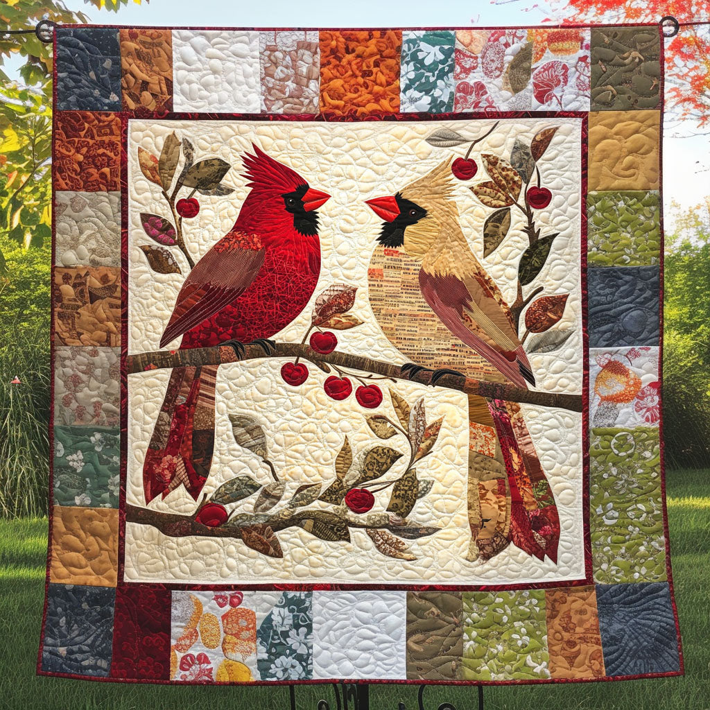Cherry Branch Harmony Quilted Blanket