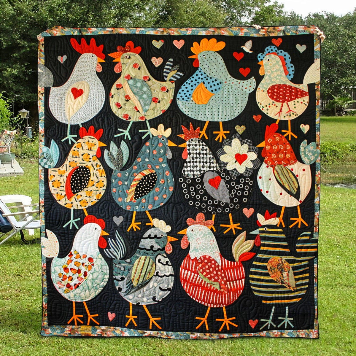Chicken Paradise Quilted Blanket