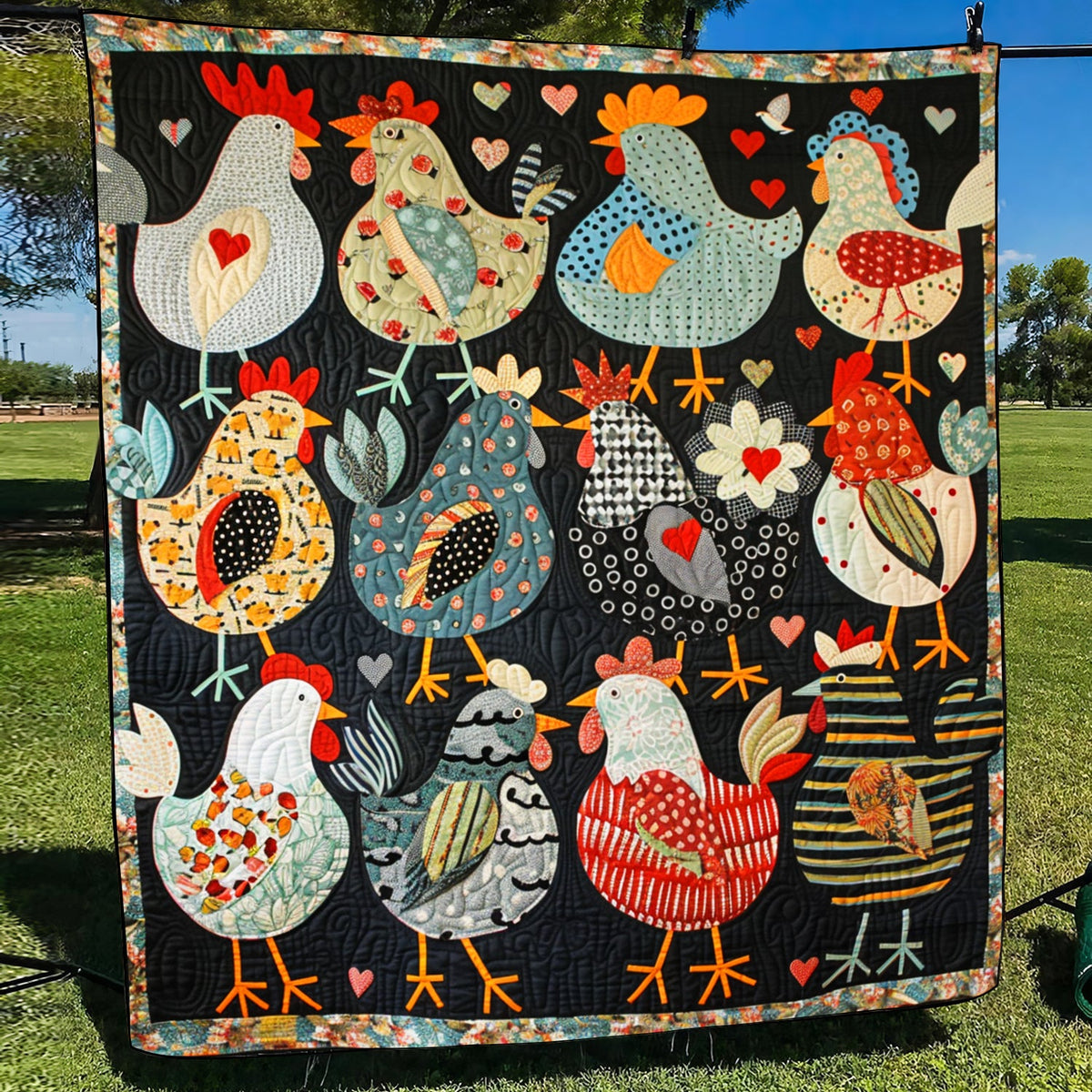 Chicken Paradise Quilted Blanket