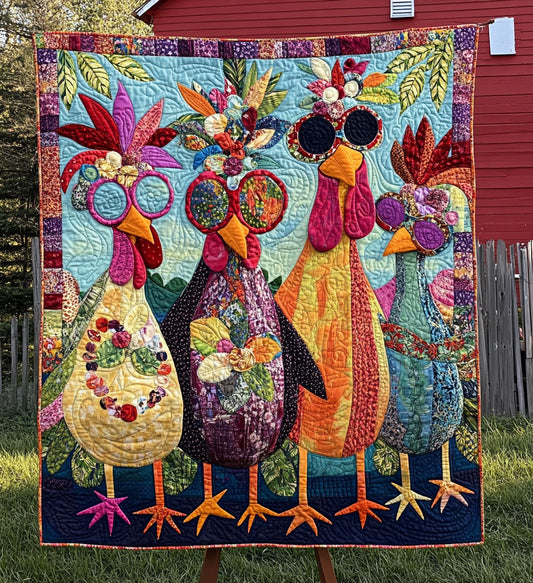 Chicken Coop Colors Quilted Blanket