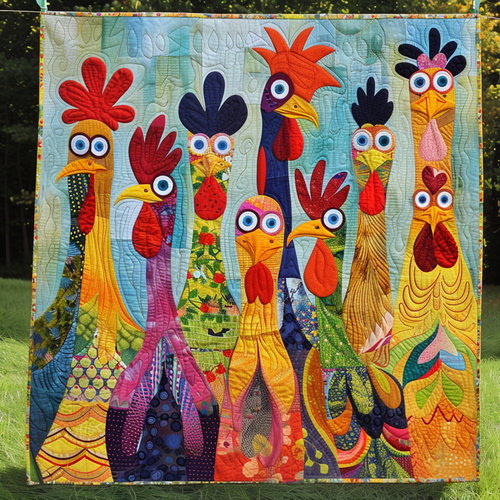 Chicken Vibrant Village Quilted Blanket
