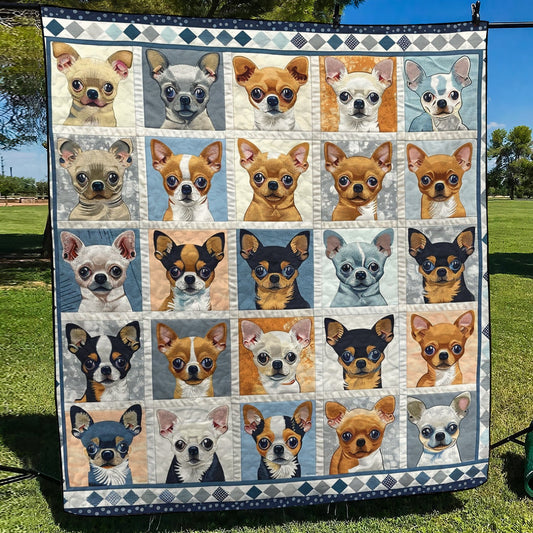 Chihuahua Babies Quilted Blanket