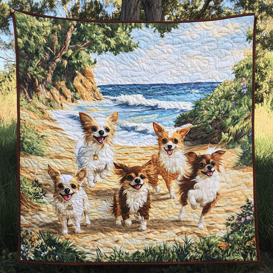 Chihuahua Surf Quilted Blanket
