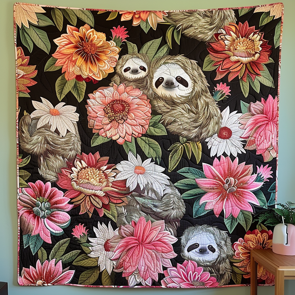 Chill Sloth Quilted Blanket