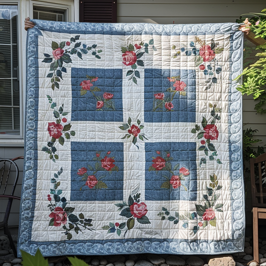 Christian Faithful Roses Quilted Blanket