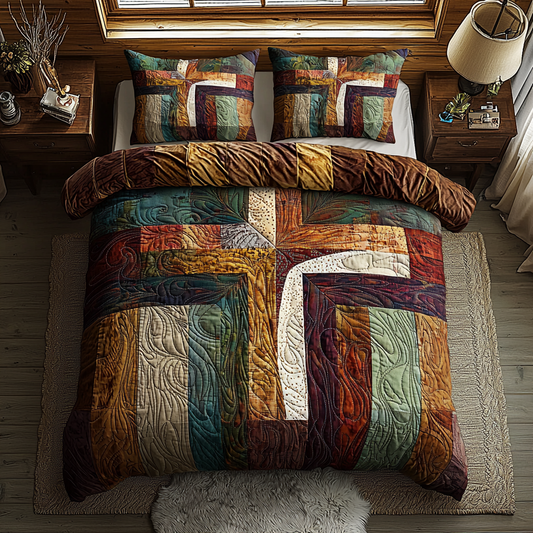 Christian Cross Guide 3-Piece Quilted Bedding Set
