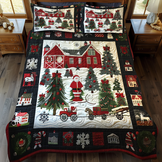 Christmas Barn 3-Piece Quilted Bedding Set