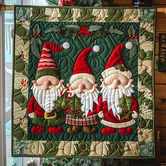 Christmas Gnomes Quilted Blanket