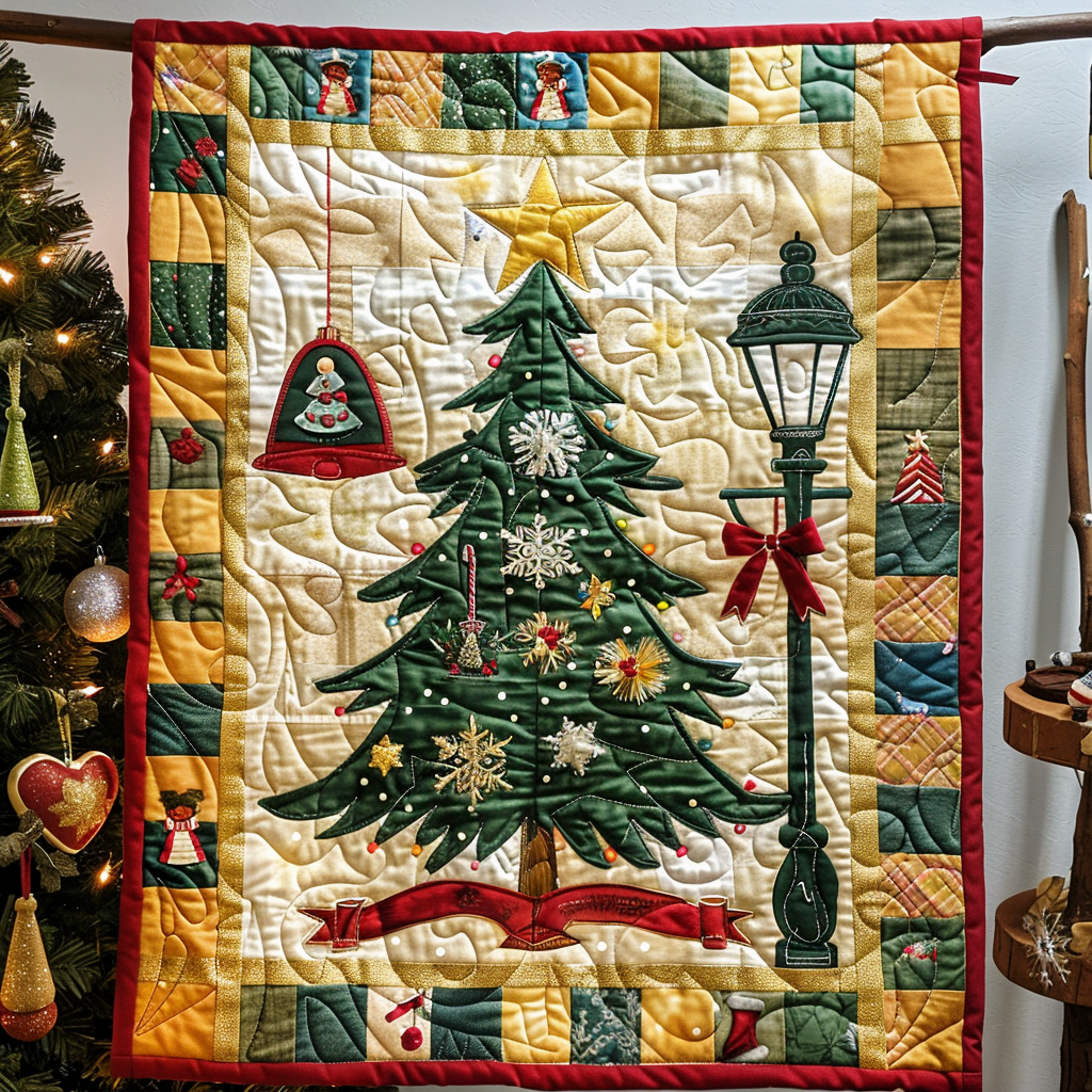 Christmas Trees Delight Quilted Blanket