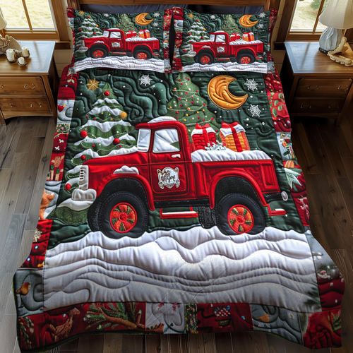 Christmas Truck 3-Piece Quilted Bedding Set