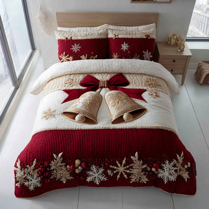 Christmas Bell Harmony 3-Piece Quilted Bedding Set
