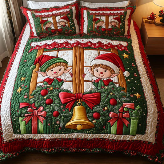 Christmas Bells 3-Piece Quilted Bedding Set
