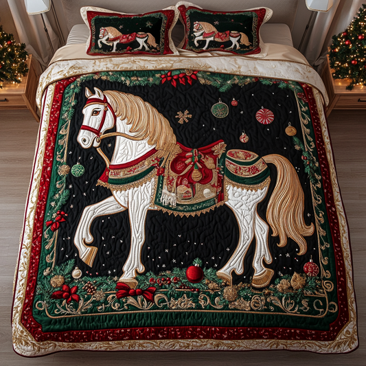 Christmas Carousel 3-Piece Quilted Bedding Set
