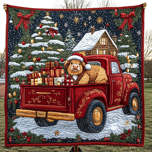 Christmas Cattle Cheer Quilted Blanket