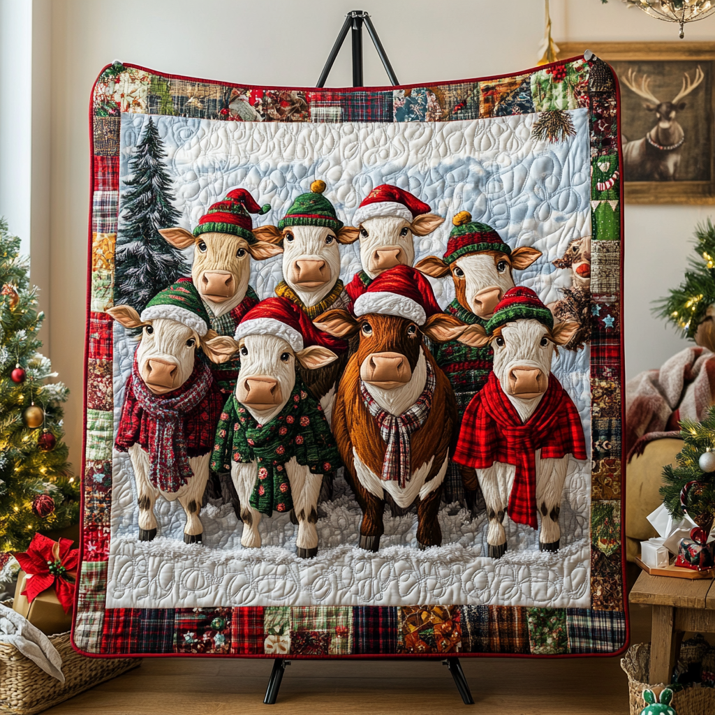 Christmas Cows Quilted Blanket