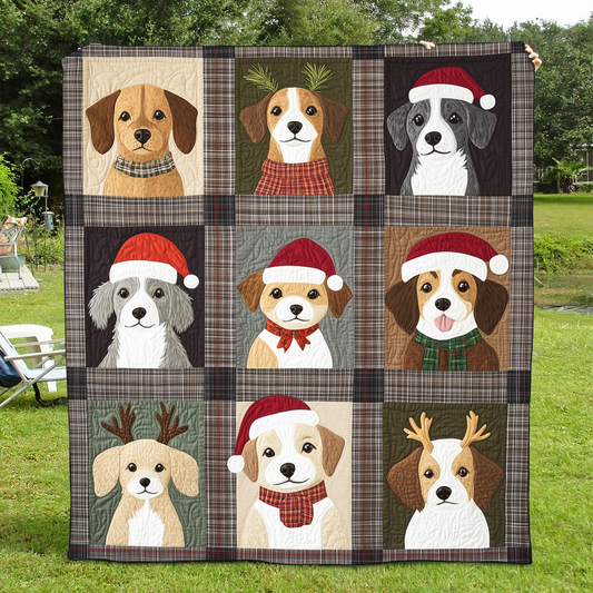 Christmas Dog Joy Quilted Blanket