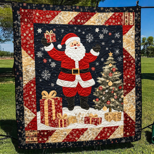 Christmas Eve Santa Quilted Blanket