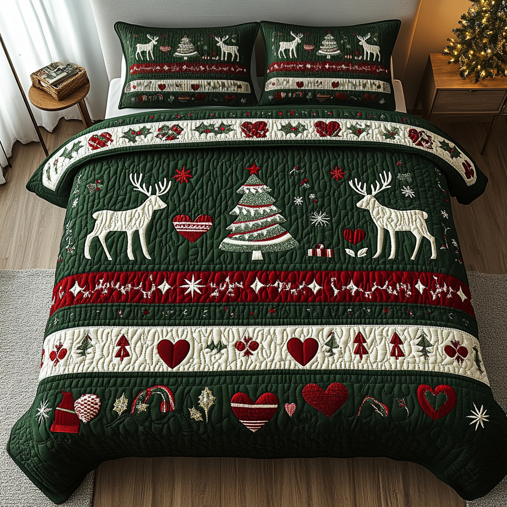 Christmas Heartland 3-Piece Quilted Bedding Set