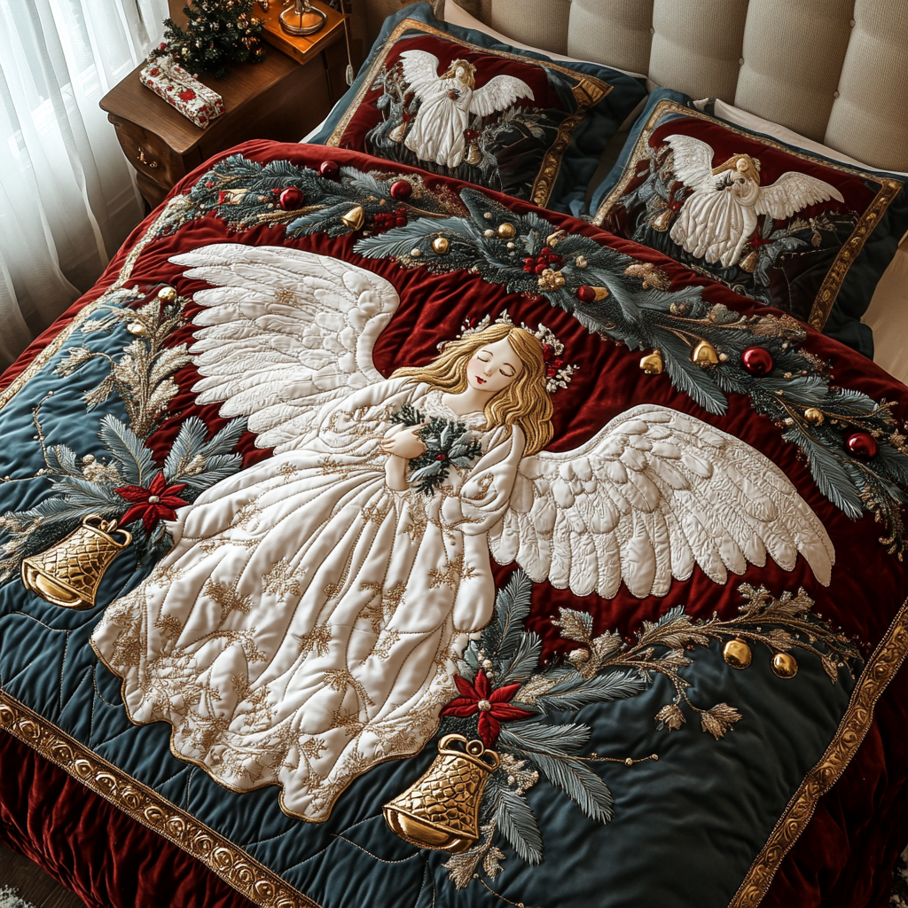Christmas Heralds 3-Piece Quilted Bedding Set